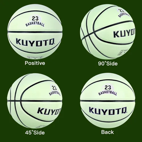 Vista 6 de KUYOTQ Glow in The Dark Glowing Basketball Composite Leather Luminous Size 7 Basketball 29.5" Gift for Men Women in&Outdoor Night Game(Deflated)