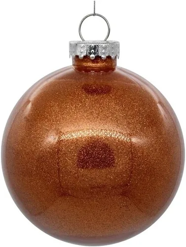 Vista 25 de Vickerman Adorno navideño de bola transparente de 3 pulgadas con interior de purpurina dorada antigua. Oro envejecido