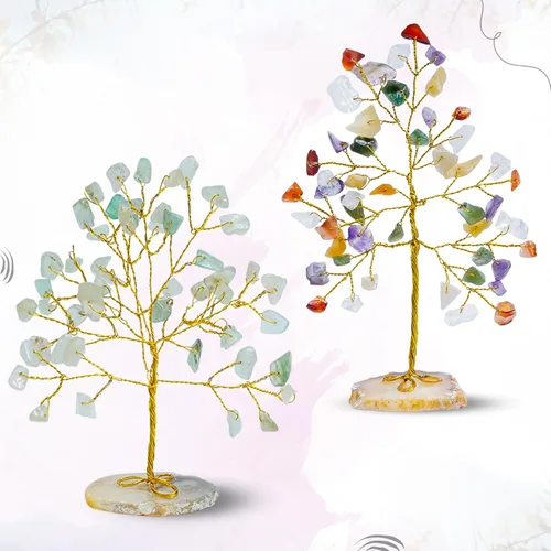 Vista 8 de Árbol de la vida de amatista y cristal de citrino, árbol de la vida de chakras, árbol de piedras preciosas, base de geoda, árbol de dinero, bonsái