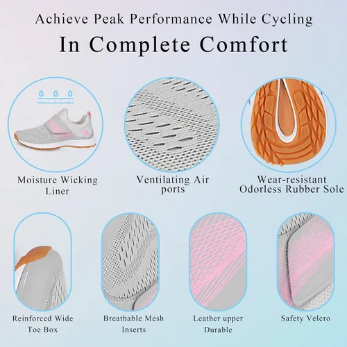 Vista 4 de Pairobin Zapatos de ciclismo de interior para mujer, ligeros, transpirables, de alto rendimiento, compatibles con -SPD