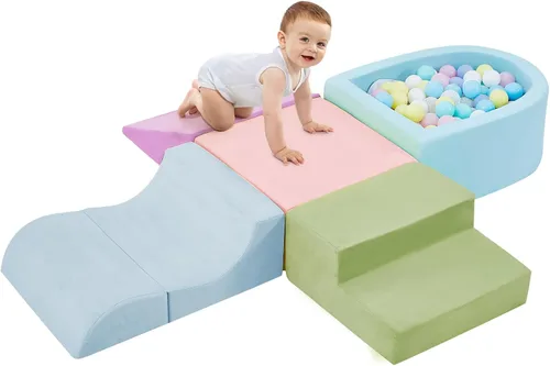 Vista 8 de QUCHI Juguetes de escalada de 5 piezas para niños pequeños, juguetes de escalada para niños pequeños en interiores con piscina de bolas de espuma