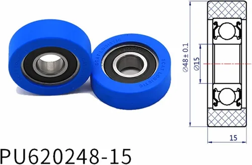 Vista 2 de SSIMOO Diameter 48mm, PU Polyurethane Bearing,Rubber Coated Soft Pulley/Roller, Width 15mm Kindly