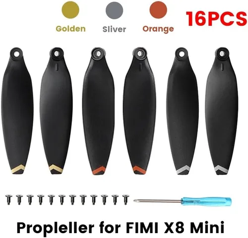 Vista 2 de 8/16 piezas de repuesto para hélices de dron, hélice CW/CCW de liberación rápida para FIMI X8 Mini accesorio (color : 1 juego dorado)
