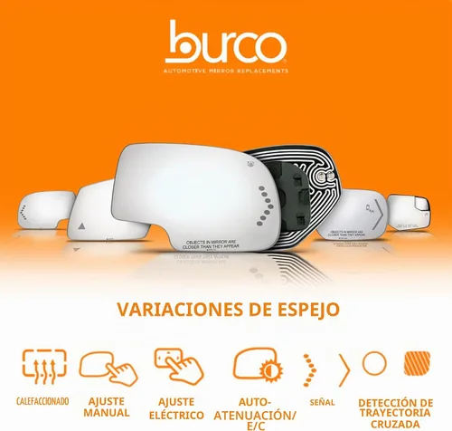 Vista 8 de Burco 4095 Espejo Lateral del Conductor Plano de Reemplazo de Vidrio para Honda Ridgeline 2006-14