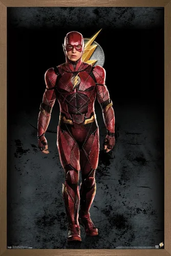 Vista 14 de Trends International Película de DC Comics - Liga de la Justicia - Póster de pared The Flash, 14.725 x 22.375 pulgadas, versión enmarcada de madera