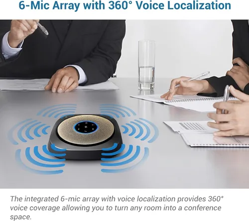 Vista 4 de VTech VCS601-2 Altavoz Bluetooth para conferencias - Recogida de voz premium de 360° con 6 micrófonos, conexión NFC inteligente, tiempo de llamada
