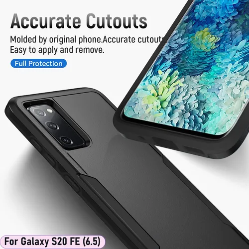 Vista 5 de Funda híbrida de doble capa para Galaxy S20 FE (5G) de 6.5 pulgadas de grado militar resistente a los golpes con 1 soporte magnético para automóvil