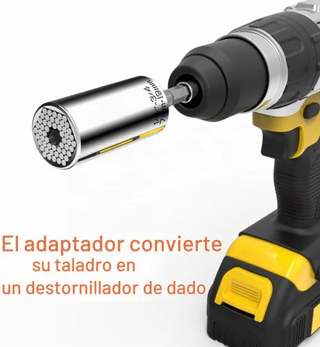 Vista 2 de Enchufe Universal, Enchufe Autoajustable que se Adapta a Estándar de 1/4'' - 3/4'' Métrico 7mm-19mm, Adaptadores de Enchufe para Llave de Trinquete
