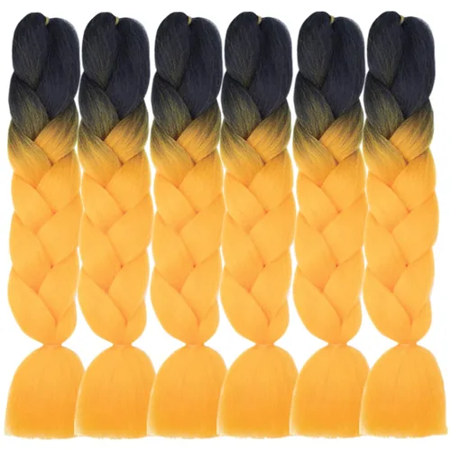 Vista 14 de Beige (613) Cabello trenzado 6 paquetes de extensiones de cabello sintético de 24 pulgadas, extensiones de cabello trenzado Jumbo Ombre trenzado