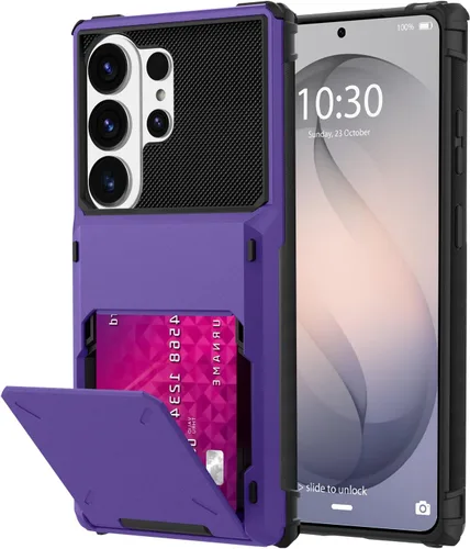 Vista 123 de Funda tipo cartera para Samsung Galaxy S22 con ranura para 2 tarjetas de crédito Funda a prueba de golpes Hybrid Heavy Duty Protection Armor Funda