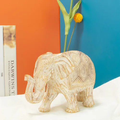 Vista 5 de Estatua de elefante bohemio, escultura de arte moderno, adorno de decoración del hogar de Feng Shui para dormitorio, oficina, sala de estar