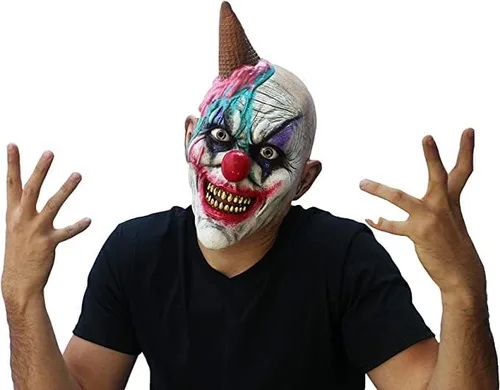 Vista 6 de Ghoulish Productions Máscara de payaso en forma de S, máscara de látex de payaso helado, máscara de payaso para adultos, máscara de látex de payaso