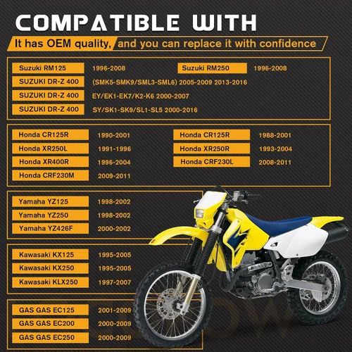 Vista 5 de LOCOPOW Pastillas de freno delanteras y traseras para Honda XR650L CR125 CR250 XR250 XR650 XR400 Suzuki DRZ400 RM125 Yamaha YZ125 YZ250 WR250