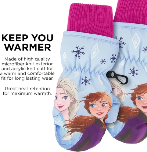 Vista 6 de Disney girls Winter Hat With Knit Mittens Set and Insulated Ski Ages 2-4 Or Frozen Knit Gloves and Glove Set Age 4-7