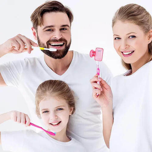 Vista 4 de Paquete de 4 fundas protectoras para cepillos de dientes de viaje, protector de cepillo de dientes, estuche protector de plástico portátil