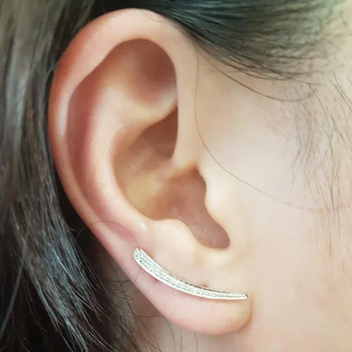 Vista 6 de Dazzlingrock Collection 0.15 Cttw 14K oro sólido corte redondo diamante blanco pendientes trepadores para mujer