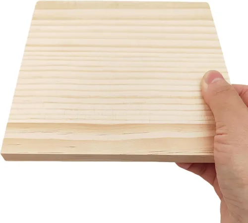 Vista 4 de 6 piezas de bloques cuadrados de madera sin terminar para manualidades, tablas de madera de pino en blanco de 15x15x1 centímetros, para tallado
