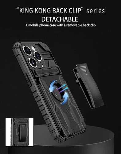 Vista 6 de Funda compatible con Redmi A1, soporte integrado compatible con Redmi A2 a prueba de golpes, funda protectora 2 en 1, color negro