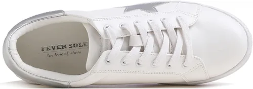 Vista 2 de FEVERSOLE Tenis de cuero sintético con cordones coloridos para mujer