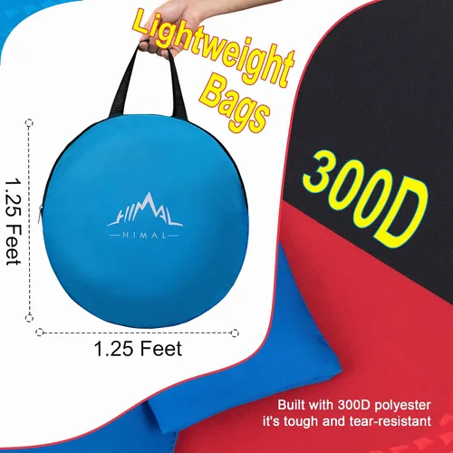 Vista 6 de Himal Tableros plegables portátiles para juego de Corn Hole (de 3 x 2 pies), con 8 sacos para jugar, Azul 8 Toss Bags, Carrying Case, Outdoor Lawn