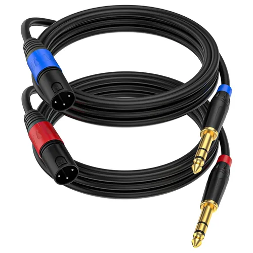 Vista 11 de Pack de 2 Cables XLR Hembra a 1/4 Pulgada 6,35 mm TRS Mono Jack para Micrófono Dinámico, 1,6 Pies, Negro, Cable de Micrófono XLR Hembra Equilibrado