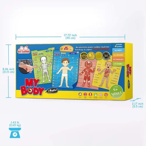 Vista 7 de BEST LEARNING i-Poster My Body - Juguete educativo interactivo para hablar de anatomía humana Aprende partes del cuerpo, órganos, músculos