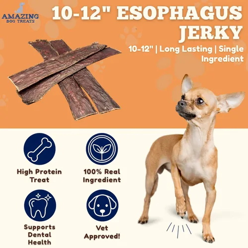 Vista 2 de Amazing Dog Treats - Carne seca de esófago para perros (10-12 pulgadas - 30 unidades/paquete) - Gullet Dog Chews
