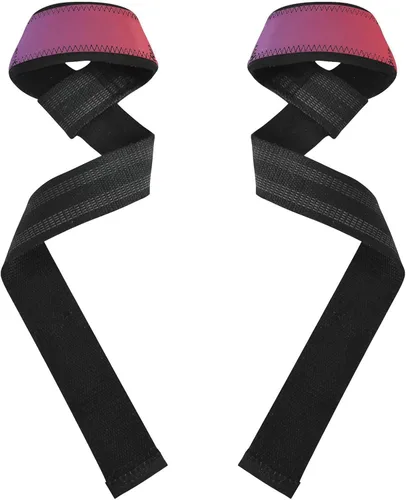 Vista 2 de Purple Red Gradient Lifting Wrist Straps 26" Power Workouts Wrist Straps for Weightlifting, Bodybuilding, Powerlifting & Deadlift