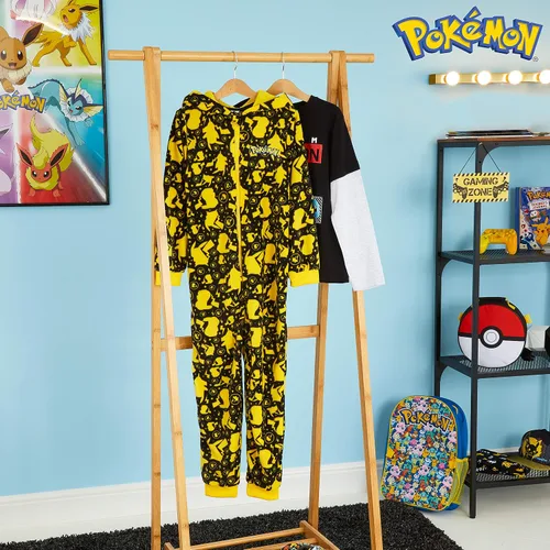 Vista 4 de Pokemon Pijama Pikachu de una pieza para adolescentes y niñas
