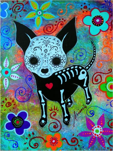 Vista 2 de Prisarts - Lienzo decorativo para pared con cara negra de perro chihuahua, 14 x 19 pulgadas