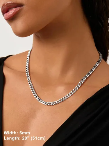 Vista 8 de Suplight Cadena de eslabones cubanos curvados de acero inoxidable 316L chapada en oro, plata, negro, para hombre y mujer, 46, 51, 56, 61, 66, 71