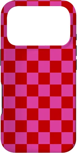 Vista 30 de Red Pink Checkered Checked Pattern Check Design #019 Case for iPhone 17