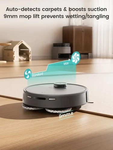 Vista 8 de Lefant LiDAR Robot aspiradora y trapeador, succión de 20000 Pa, 90 días de autovaciado, prevención de obstáculos, lavado y secado automático