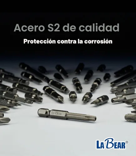 Vista 4 de LABEAR - Juego de puntas de destornillador Allen de cabeza hexagonal SAE de 10 piezas. Acero S2, puntas de 1" de largo para ensamblaje
