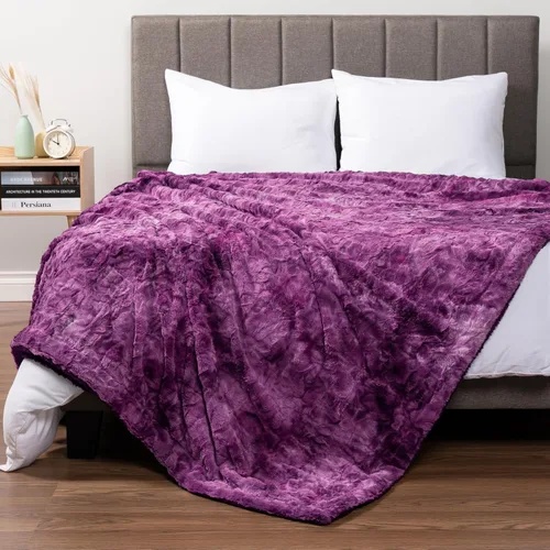 Vista 16 de PAVILIA - Manta de piel sintética reversible con diseño tie-dye color negro, suave, mullida y cálida, mantas y cobijas de sherpa para cama, manta
