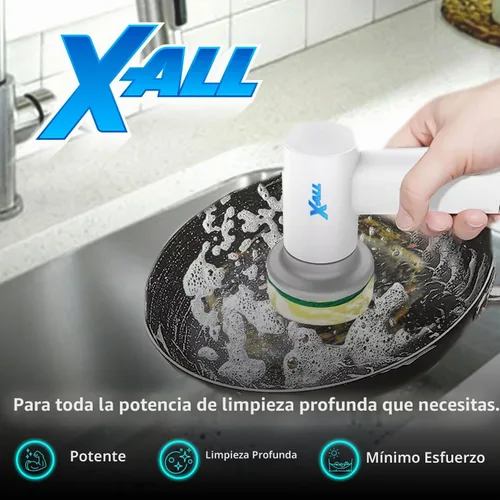 Vista 4 de X-All Limpiador eléctrico giratorio – Herramienta de limpieza recargable ligera e impermeable con control de 2 velocidades con 2 cabezales