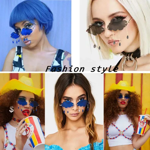 Vista 7 de Lentes de sol Bojod sin marco, moda vintage, creativo, estilo 1990, divertidos, con forma de nube, estilo discoteca, para mujer