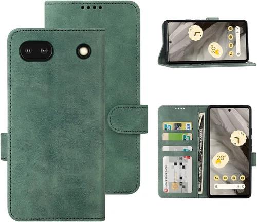 Vista 24 de Funda tipo cartera con tapa para Google Pixel 6a, [piel sintética + parachoques de TPU] [3 ranuras para tarjetas] [función de soporte]