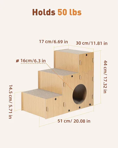 Vista 5 de Rascador para gatos, escaleras de cartón para mascotas de 17.3
