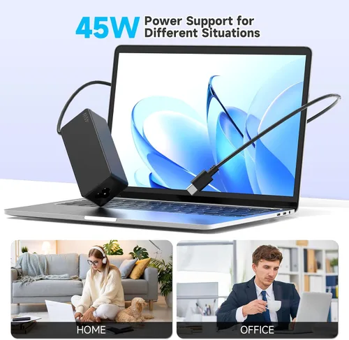 Vista 7 de Adaptador de CA USB-C de 45 W compatible con Acer Chromebook N/Q, Spin, C y R Series