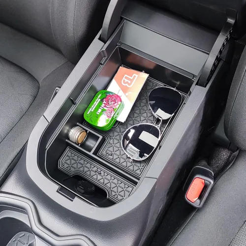 Vista 2 de TACORBO - Organizador de consola central compatible con Toyota RAV4 2019 2021 2020 2022 2023 2024 2025 y 2021-2024 2025 RAV4 Prime, bandeja de Negro