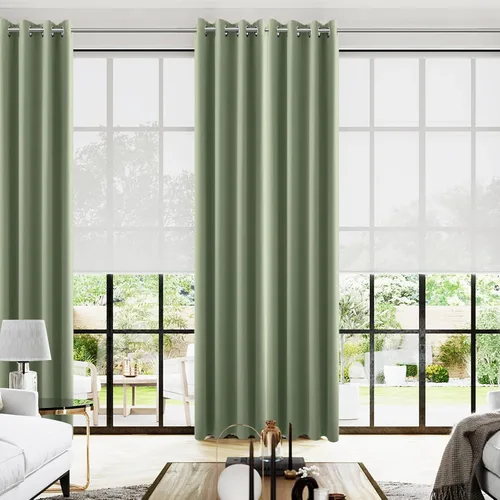 Vista 24 de KOUFALL Cortinas de Baño Aqua para Ventana, Juego de 2 Paneles Decoración Costera Cortinas Cortas Opacas para Ventana Pequeña de Cocina Puerta