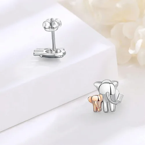 Vista 3 de CELESTIA Collares de elefante de plata Stering para mamá y bebé para mujer, cadena de 18 pulgadas, Plata esterlina, Circonia cúbica
