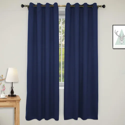 Vista 26 de Cortinas opacas para dormitorio con línea negra, 100 % opacas, con aislamiento térmico, cortinas largas para sala de estar, tratamiento de ventanas