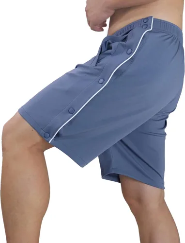 Vista 8 de Pantalones cortos para hombre, pantalones cortos para poscirugía, a presión, a presión, rodilla, cadera, recuperación quirúrgica, pantalones cortos