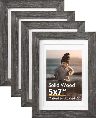 Vista 11 de KINLINK Marco de fotos de 3.5 x 5 pulgadas, color negro ceniza, marcos de madera maciza con plexiglás para mesa y montaje en pared, marcos de fotos