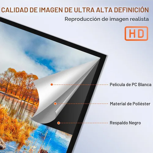 Vista 3 de VEVOR - Pantalla de proyector para exteriores de 110 pulgadas, pantalla de cine 16:9, marco fijo 3D para cine 4K HDTV