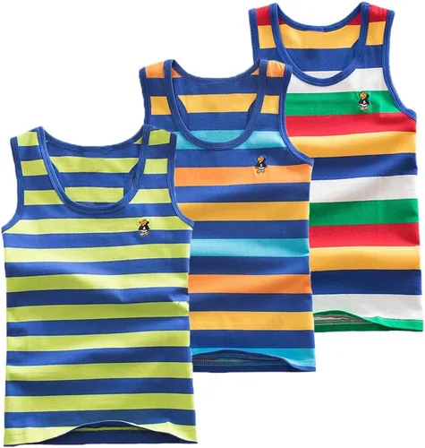 Vista 10 de Camisetas sin mangas de algodón suave para niños pequeños, paquete de 3