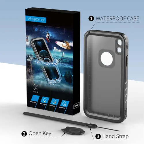 Vista 9 de SPORTLINK Funda impermeable para iPhone XR, protector de pantalla integrado a prueba de golpes, resistente al polvo, protección militar, resistente