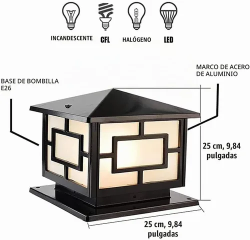 Vista 7 de Luces de pilar al aire libre, IP65 impermeable Columna Luces al aire libre a prueba de óxido de aluminio Pilar Accesorios de luz de columna de valla